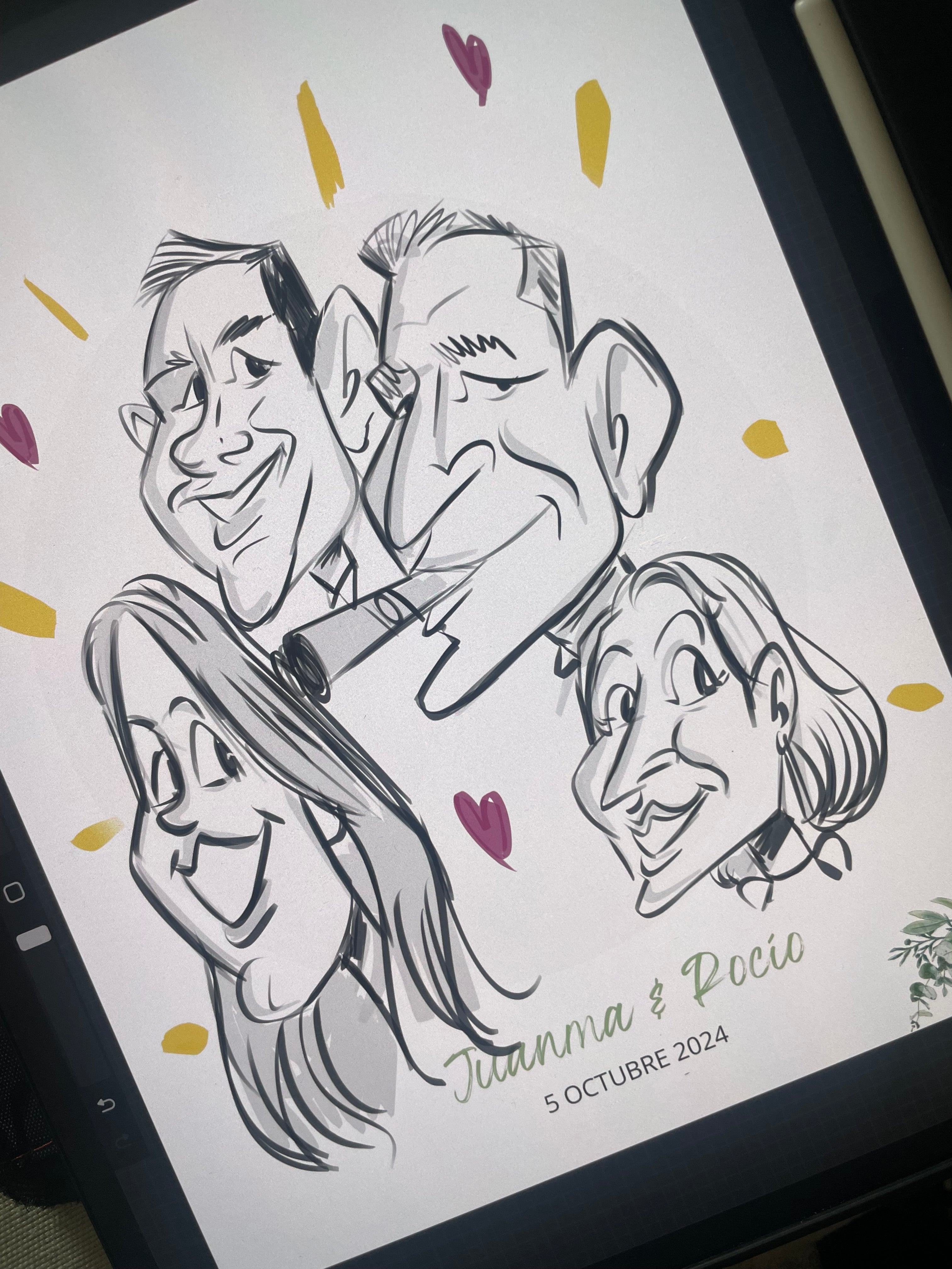 caricatura dígital en vivo familia