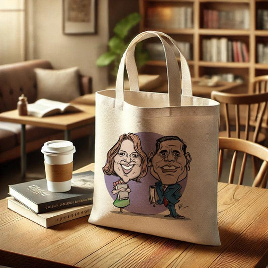 Bolsa de algodón personalizada con caricatura - CaricaturasMon